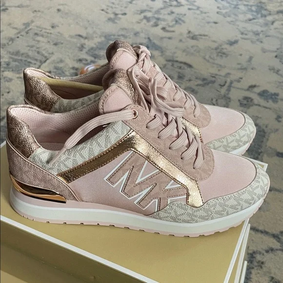 Michael Kors Women's Blush and Metallic Sneakers - Picture 3 of 7